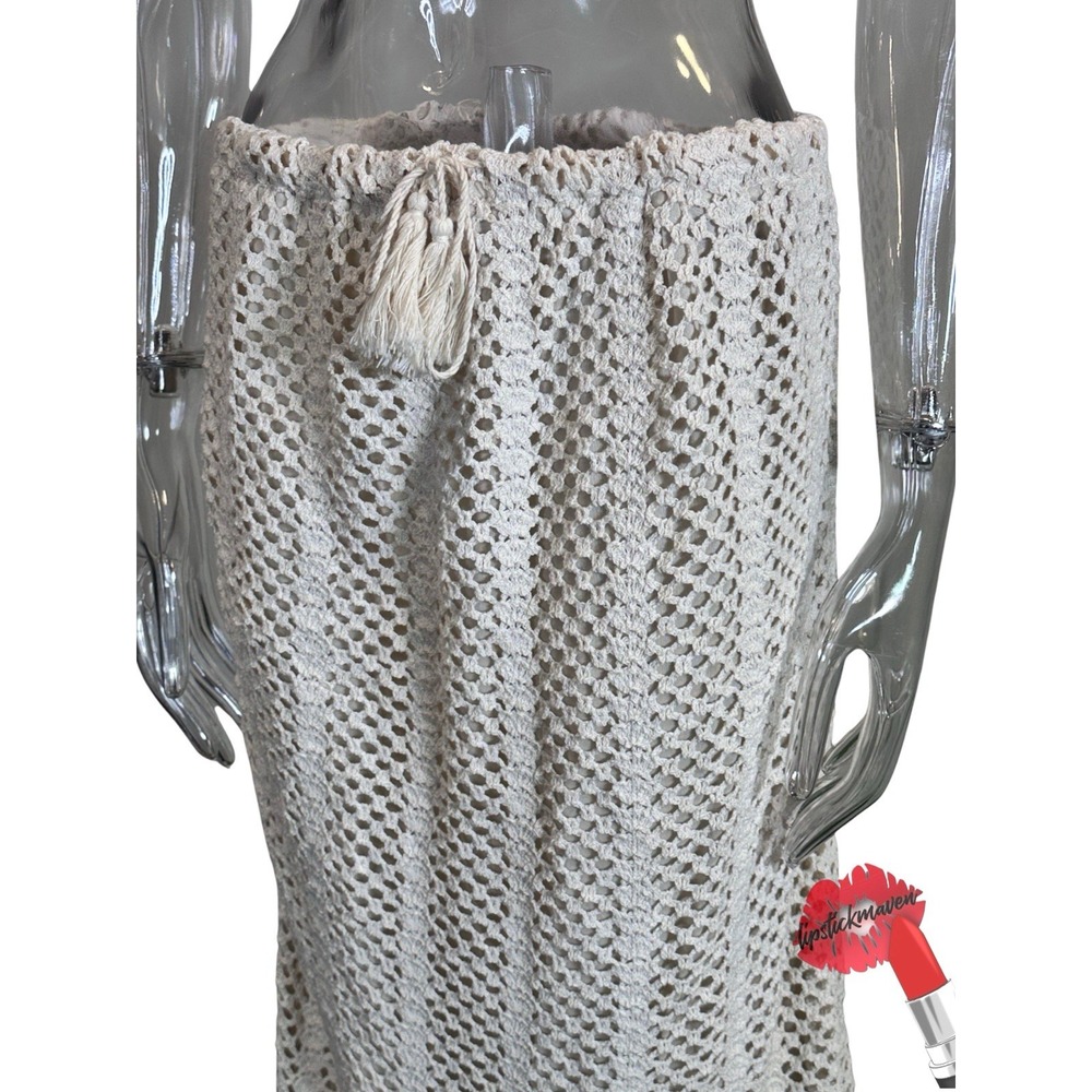 Lucy‎ Paris Crochet Knit Skirt Women Large Tan Beach - Picture 5 of 15